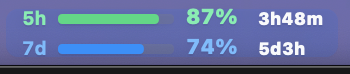 CodexVisual menu bar widget showing weekly Codex quota, progress bar, percentage, and reset countdown